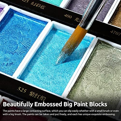 Paul Rubens Watercolor Paint Set, 36 Classical Glittery Colors Solid Paints