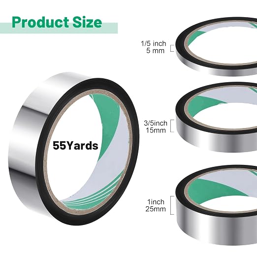 Zonon Laser Silver Washi Tape for Wall Decor Self Adhesive 5/15/25mm