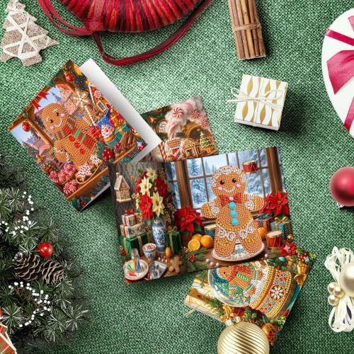 POETRYDRAW DIY Diamond Art Painting Greeting Card Kit, Creative Craft Set for Card Making，Cartoon Ginger Man