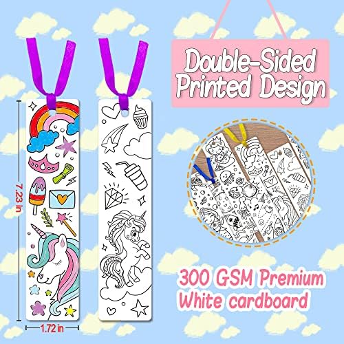 48 DIY Color Your Own Bookmarks for Kids,Coloring Blank Cute Bookmarks