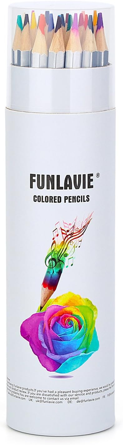 24 Colored Pencils for Adult Coloring Books, Soft Core Art Pencils | Professional Drawing Pencils Set with Sharpener, Art Supplies for Artists, Adult Coloring, Painting, Sketching and Blending