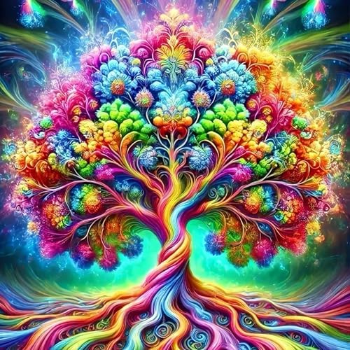 ckdiluy Tree of Life Diamond Art Kits for Adults Beginners, 5D DIY Colorful Diamond Painting Kits, Full Round Drill Diamonds Dots Gem Art Crystal, Home Wall Decor 13.8X13.8 Inch
