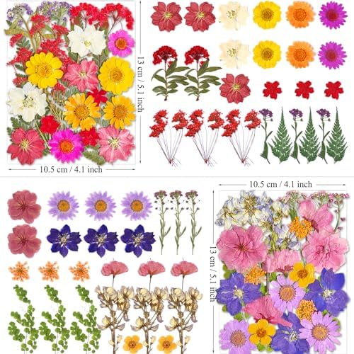 MIKIYA 101Pcs Pressed Dried Flowers for Resin Molds, Real Natural Bulk Dry Floral Leave for DIY Art Crafts, Epoxy Jewelry, Candle, Soap Making, Nails Decors