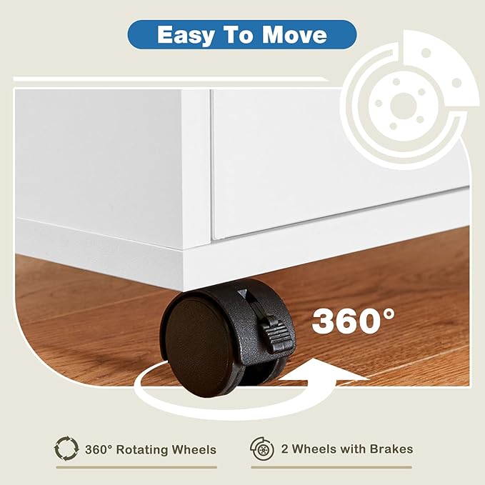 OLIXIS 5 Drawer File Cabinet on Wheels, Printer Stand