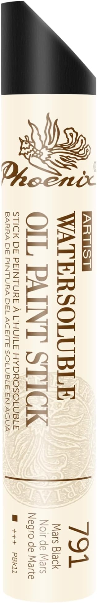 PHOENIX Mars Black Oil Paint Stick - Vibrant Color 37ml Large Water Soluable Soft Oil Pastels for Professional Painting - Creamy Drawing Art Supplies for Artists