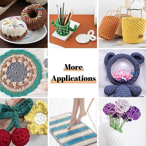 JeogYong T-Shirt Yarn, 400g/131 Yards Elastic Fabric Crochet Cloth T Shirt Yarn, Thick Hand Knitting Polyester Fabric Ribbon for Crocheting Bags/Baskets/Rugs, Home Decor, DIY Crafts (Lake Blue)