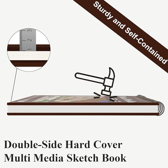 MOFUNY Mixed Media Sketchbook 9x12, Drawing Paper Pad 60 Sheets_98lb/160gsm | Mixed Media Paper Sketch Pad_Top Spiral-Bound Sketch Book, Watercolor Paper Pad for Artists, Painting, Drawing & Art Supplies