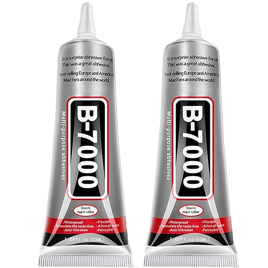 B7000 Jewelry Glue for Jewelry Making, FITTDYHE 2PCS 50ML/1.69 fl oz Clear B-7000 Glue Rhinestone, Multipurpose Super Adhesive for Phone Repair Nail Art Wood Glass Charms