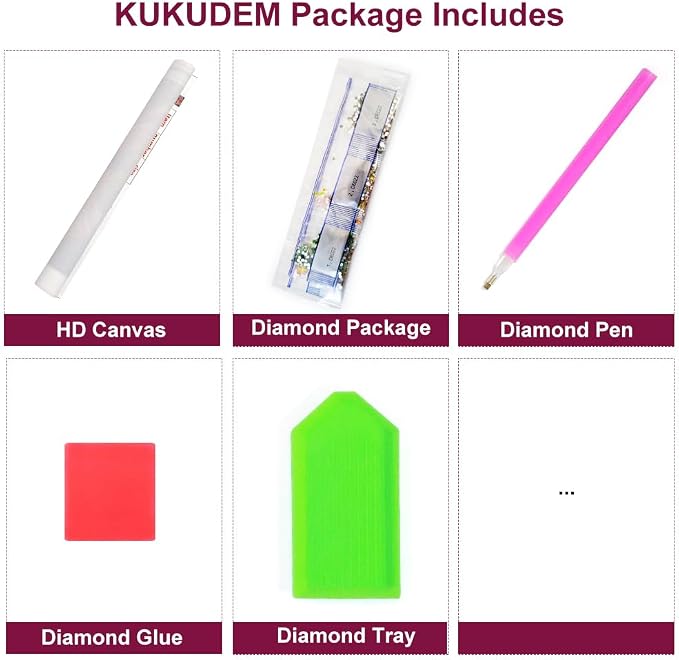 KUKUDEM Landscape Special Shape Diamond Art Kit for Adult Beginners,12×12In