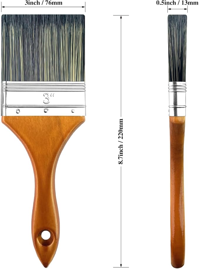 Great Andrew Paint Brush 3-inch, Wood Handle