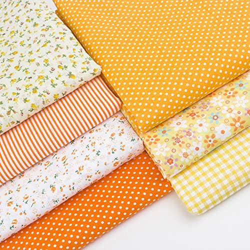 Cotton Fabric DIY Making Supplies Quilting Patchwork Fabric Fat Quarter Bundles DIY for Quilting Cotton Patchwork Cushions (Orange, 20" x 20")