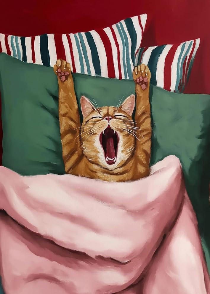 GEWOUVIN A Yawning Cat Diamond Art Kits for Adults, Diamond Painting Kit Adults for Beginners, Round 5D DIY Dimond Art,Full Drill Painting Kit Art and Crafts for Adults Home Wall Decor【11.8x15.7inch】