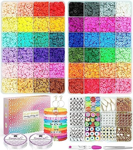 Sistenia Bracelet Making Kit, 12000Pcs Clay Beads 48 Colors in 3 Boxes, Friendship Bracelet Kit with Elastic Strings, Polymer Spacer Beads, Jewelry Making Crafts Gift for Teens Adults
