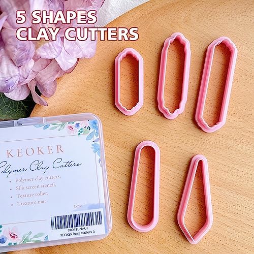 Keoker Clay Cutters, Polymer Clay Cutters, Long Dangle Shape Polymer Clay Cutter Set (5PCS A)