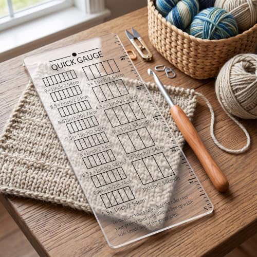 Quick Gauge Ruler for Knitting and Crochet,