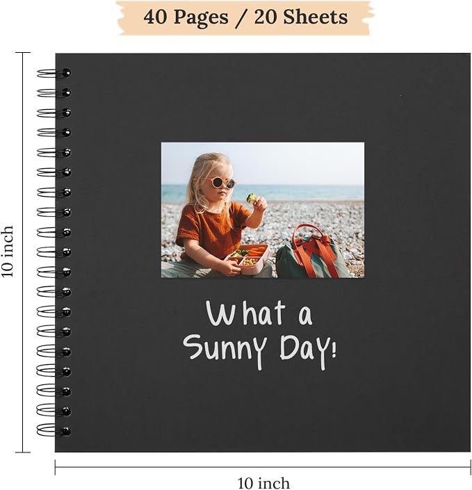 Scrapbook Photo Album 10"x10" 20 Sheets 40 Pages Hardcover Kraft Paper