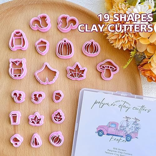 Keoker Fall Polymer Clay Cutters - Pumpkin Clay Cutters for Earrings Making, 19 Shapes Autumn Clay Earrings Cutters (All)