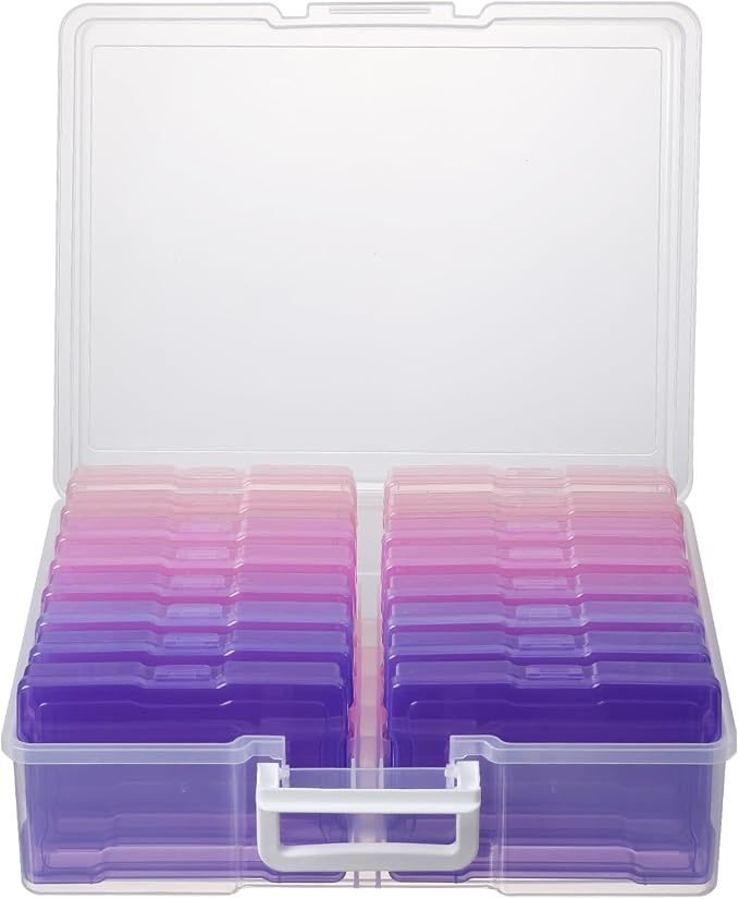 novelinks Photo Storage Boxes with Handle, Photo Organizers and Storage | 1Pack Color, Photo Albums 4x6 Pictures, Photo Cases, Classroom Organization, Index Card Box, Photo Card Holder, Seed Storage