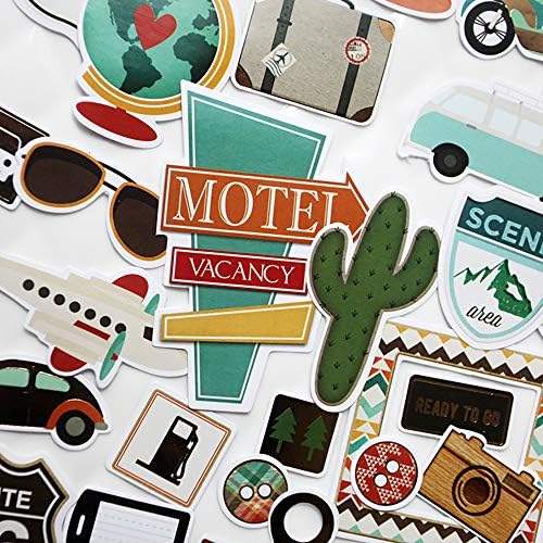 Doraking Foil Gold Paper Stickers, 65PCS Travel Themed Decoration for Scrapbook, Multicolored, Waterproof, Premium Adhesive Paper, Irregular Shaped, Holiday Travel Style