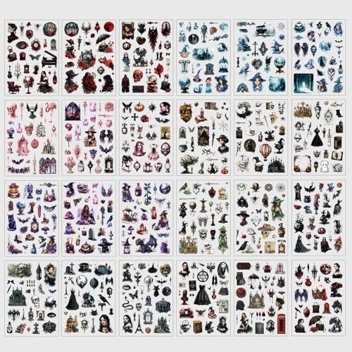 DAPUTOU 550PCS Vintage Scrapbook Stickers Books 24Sheets Vintage Stickers