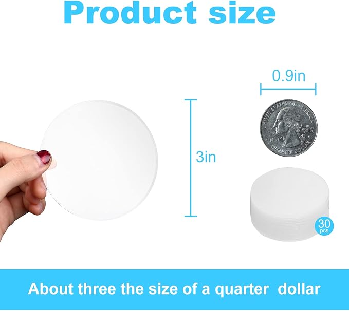 30 Pcs 3 Inch Acrylic Blanks Clear Round Acrylic Circles