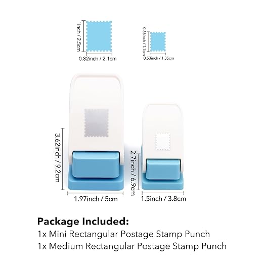 BAOFALI 2Pcs/Set Stamp Punch,Stamp Puncher, 0.6 x 0.5 inch, 1 x 0.8 Inch, Rectangular Stamps Punch, Lever Craft Hole Cutter Puncher, Paper Punches for Journaling Crafting DIY Scrapbooking Crafts