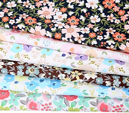 Cotton Fabric DIY Making Supplies Quilting Patchwork Fabric Fat Quarter Bundles DIY for Quilting Cotton Patchwork Cushions (clorful Flowers, 20" x 20")