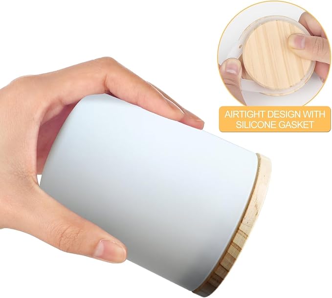 SHOWIN Thick Candle Jars for Making Candles 12 Pcs, 7 OZ Empty Jars with Wood Lids for Candle Making, Sample Container, Matte White