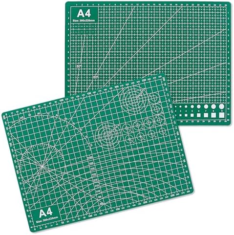 2 Packs Cutting Mats, A4 12'' x 9'' Double Sided Cutting Mat, Non-Slip 5 Layers PVC Cut Mat for Craft Art Projects Fabric Sewing, Scrapbooking Mat