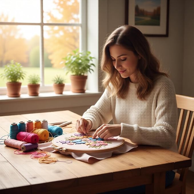Embroidery Kit for Beginners & Adults Starter Kit, Cross Stitch Kits,DIY Hand Embroidery Needlepoint Set with Hoop, Pre-Printed Fabric, Threads and Instructions (Butterfly)
