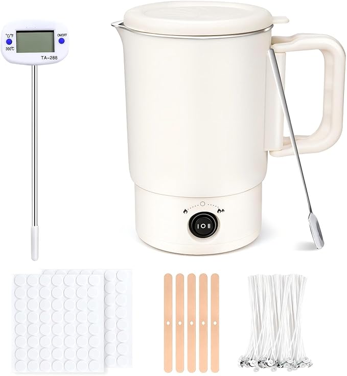 AOTOIE Wax Melter Kit for Candle Making, Large Candle Melting Pot, DIY Candle Making Supplies for Woman, Included Candle Wicks, Wick Stickers, Centering Device, Stirring Spoon, Mothers Day Gifts