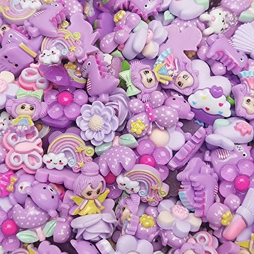 LibiIine 100pcs Mix Lots Purple Flatback Resin Buttons Flat Back Scrapbooking Resin Flatback Craft (Purple)