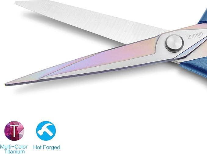 LIVINGO Fabric Scissors 9.5" Titanium Coated Heavy Duty Sewing Shears | Sharp Forged Stainless Steel Edge, Ergonomic Grip, Dressmaking Leather Cutting Craft Supplies