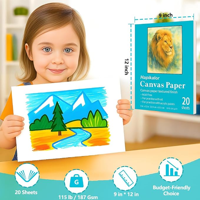 Canvas Painting Acrylic Sketch Book - 9x12 Inch, 20 Sheets (115lb/187g)