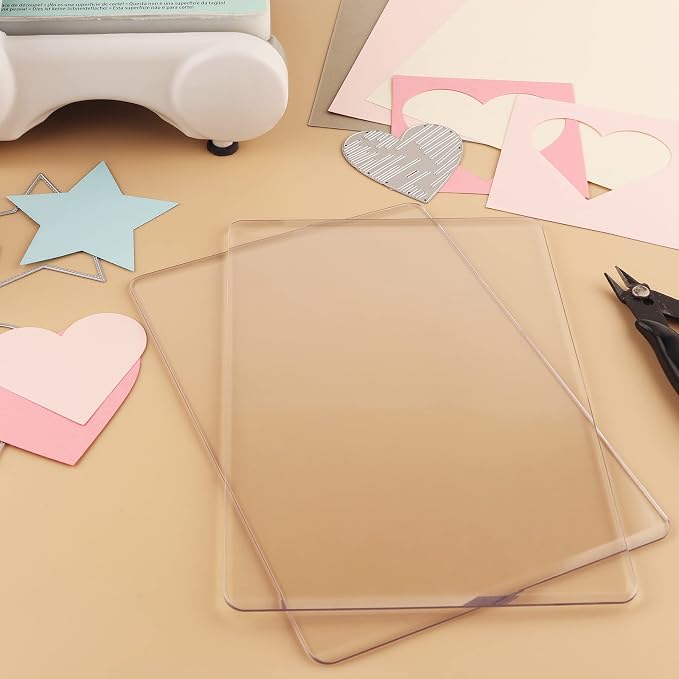 Briartw 1 Pair Standard Cutting Pads for Die Cutting Machine,8 3/4 X 6 1/8 X 1/8 Inch Clear Polycarbonate Plastic Cutting Plates Compatible with All Brands of Chemically Etched Wafer Thin Metal Dies
