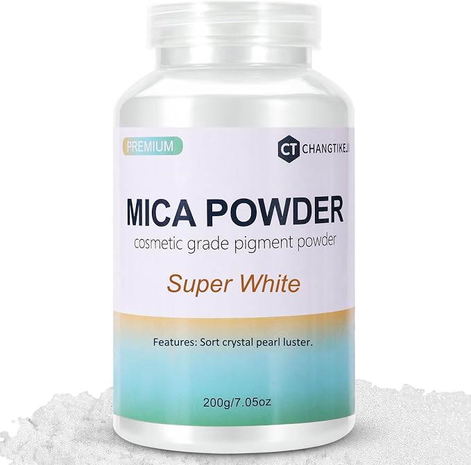 Mica Powder,7.05OZ（200g）,Super White Mica Powder Pigment for Epoxy Resin，Lip Gloss，Car Paint，Dye，Soap Making，Nail Polish,Epoxy Resin,Candle Making,Bath Bombs