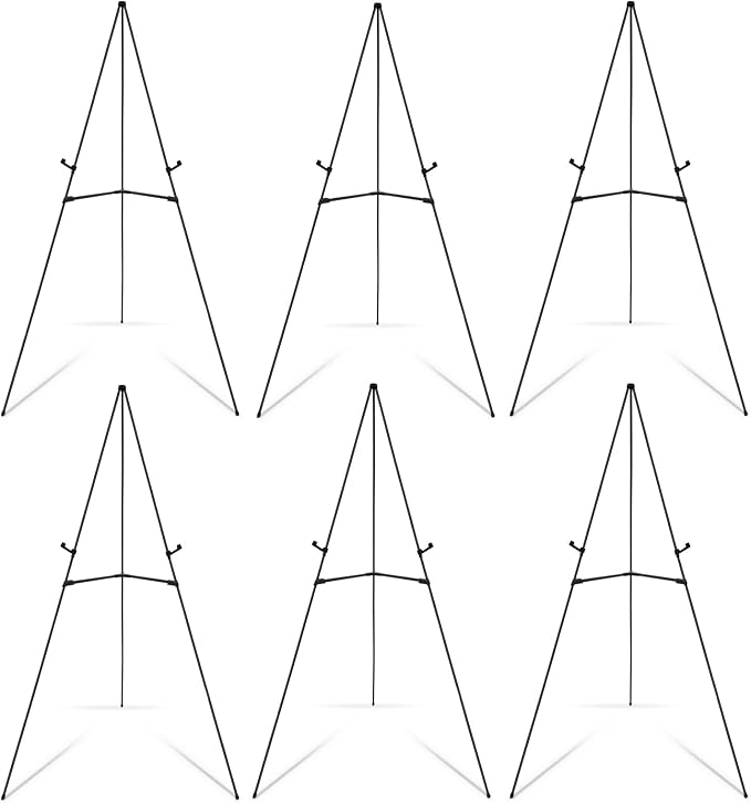 Falling in Art 6 Pack 63" Display Easel Stand, Holds 5 lbs | Instant Adjustable Poster Easel, Easy Folding Portable Tripod Stand for Signs, Posters, Wedding