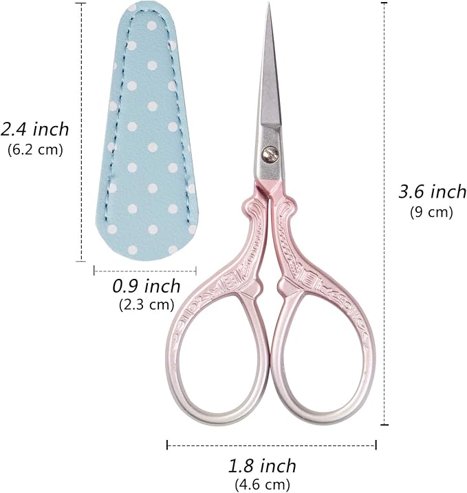 Embroidery Scissors Stainless Steel Sharp 3.6 inch Scissors | Leather Scissors Cover for Sewing Crafting, Art Work, Threading, Needlework - DIY Tools Dressmaker Small Shears