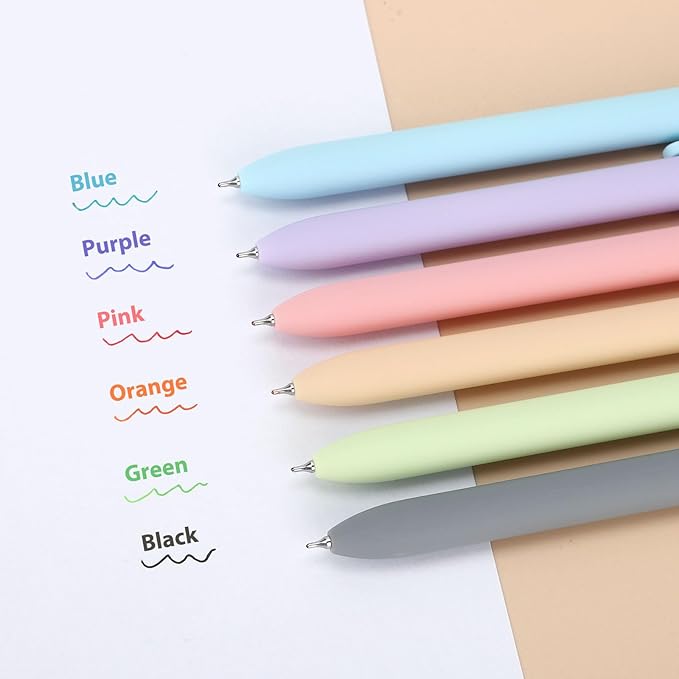FIOVER Colored Gel Pens 12 Pack 0.7mm Medium Point Pens for Journaling
