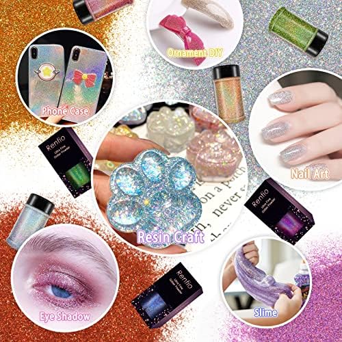 Renfio Holographic Ultra Fine Gold Glitter Powder Metallic Resin Glitter | 2.11 Oz (60g) PET Flakes Crafts Sequins 1/128" 0.008" 0.2mm Epoxy Chips Flakes for Tumblers Slime - Diamond Laser Gold