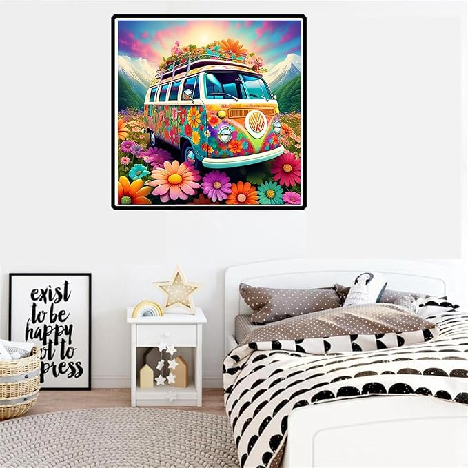 mrpwnle Diamond Art Kits for Adults, Bus Diamond Painting Kits 12x12 inch