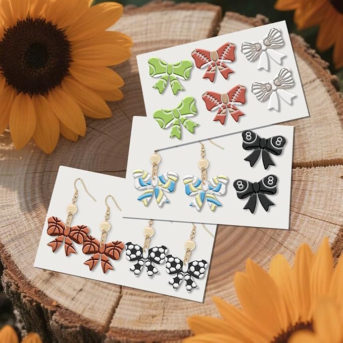 ORIGACH 12 Pcs Bow with Sports Ball Polymer Clay Cutters Set