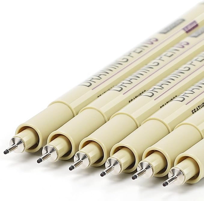 Muchcute 05 Fine Point Writing Pens: 6 Black 0.45mm Smooth No Bleed Bible | Ultra Thin Annotation Pen Journaling Bible Study Supplies, Waterproof 05 Micro Line Tip Fineliner Gel Felt Ink Markers Stuff