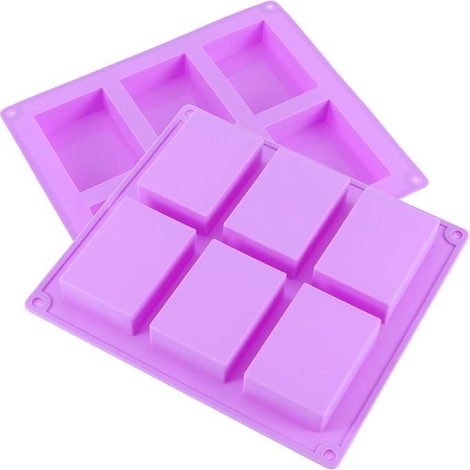 KINJOEK 9 Packs 54 Cavity Rectangular Silicone Soap Molds, Purple Silicone Soap Making Molds Bulks, Cake Baking Molds, Soap Mold for Soap Making Handmade DIY Scented Candles Supplies Tools