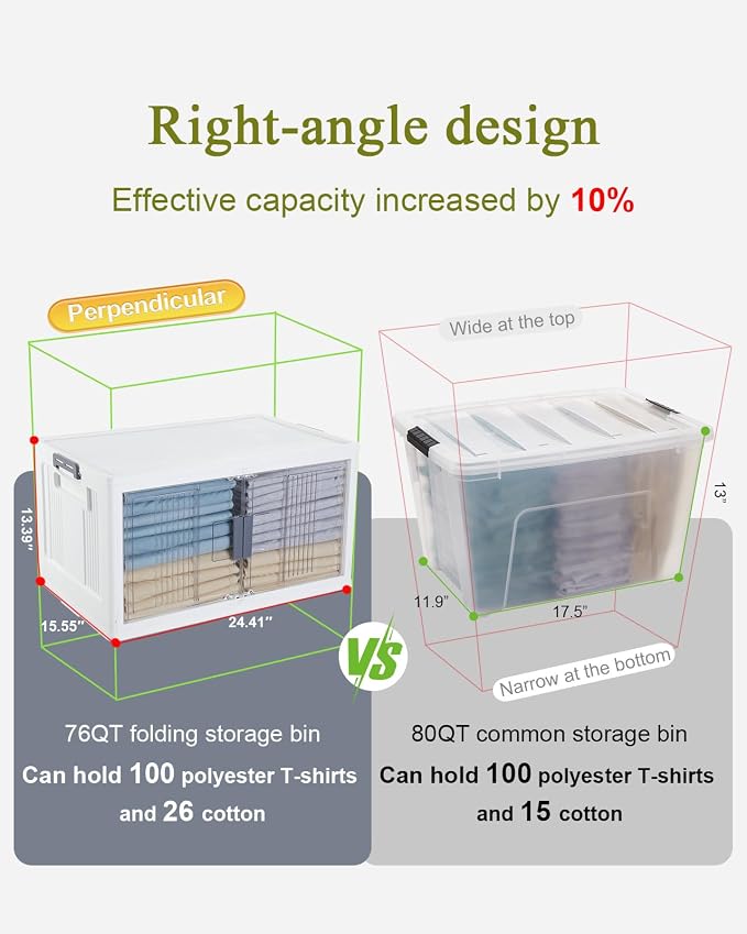 OlarHike 76QT Storage Bins with Lids for Home, Office, Closet, Dorm, 3 Pack | Multi-Lid, Lockable Cabinet, Doors & Wheels, Foldable, Collapsible, Stackable Organizers, Plastic Drawers, Containers, School