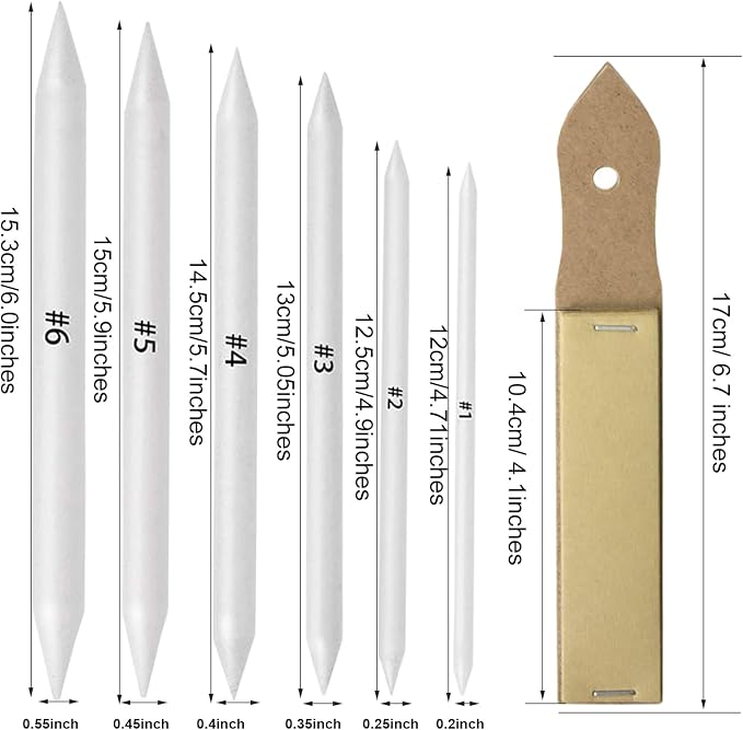 CAMATTO 14 PCS Blending Stumps and Tortillions Paper Art Blenders | Sandpaper Pencil Sharpener Pointer, Compressed Charcoal Sticks, For Student Artist Sketch Drawing Shading