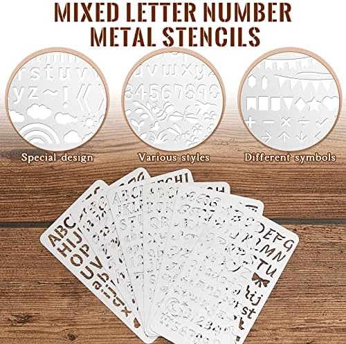 Lewtemi 6 Pcs Metal Wood Burning Stencils, Letter Style Letters Numbers