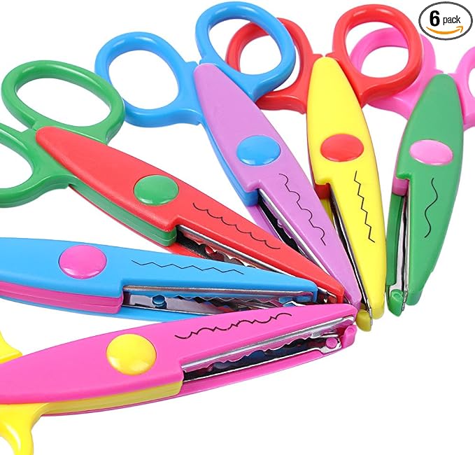 UCEC Craft Scissors Decorative Edge, Zig Zag Scissors for Crafting, 6 Pack
