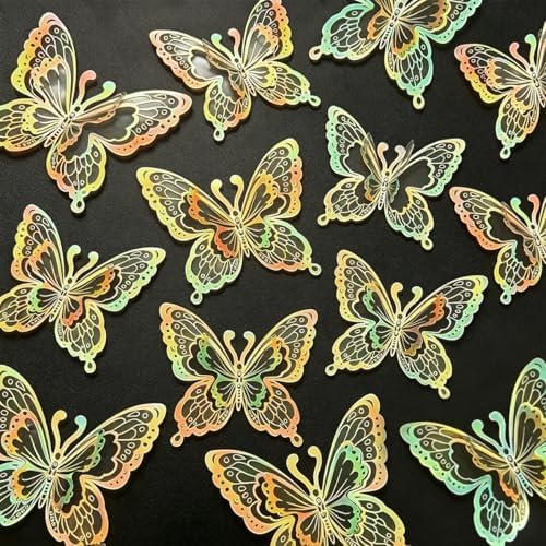 60 Pcs Butterfly Wall Decals - 3D Butterflies Removable Mural Wall Stickers for Home Room Bedroom Door Office Decorations (Gold)