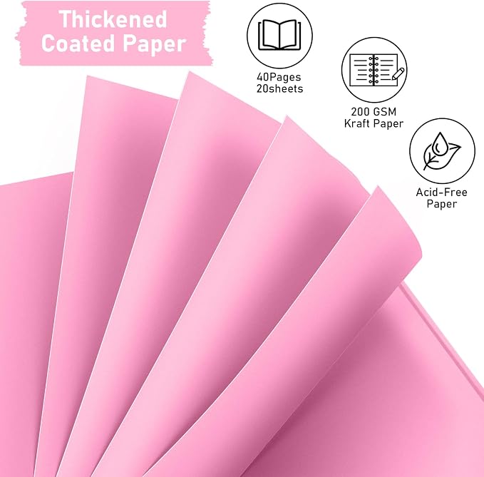GOTIDEAL 8 x 8 Inch Scrapbook Album with Metallic Markers, Pink, 40 Pages | Kraft Paper Photo Albums for Wedding & Anniversary, Family DIY Scrap Books with Scrapbooking Stickers Corners